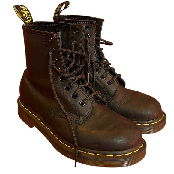 DR. MARTENS Black 1460 Soft Leather Lace Up 8 Eye Boots EU 37 Men's 5 Women's 6 - Picture 1 of 10